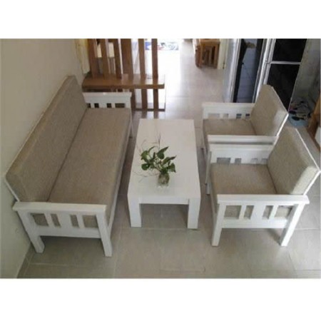 Slatted White : Ghế Sofa Đơn Gỗ Sồi Kèm Nệm